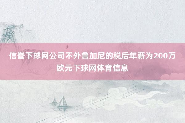 信誉下球网公司不外鲁加尼的税后年薪为200万欧元下球网体育信息