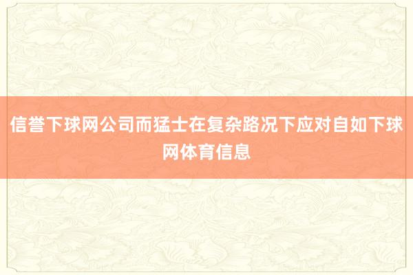 信誉下球网公司而猛士在复杂路况下应对自如下球网体育信息